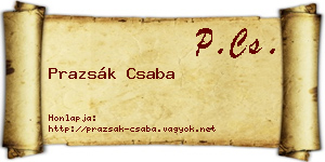 Prazsák Csaba névjegykártya