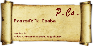 Prazsák Csaba névjegykártya